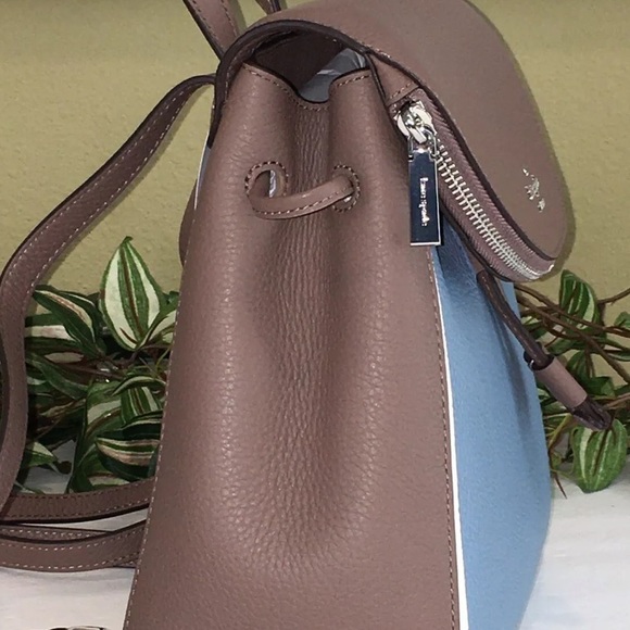 KATE SPADE LEILA MEDIUM FLAP BACKPACK BLUE TAN - Picture 6 of 12